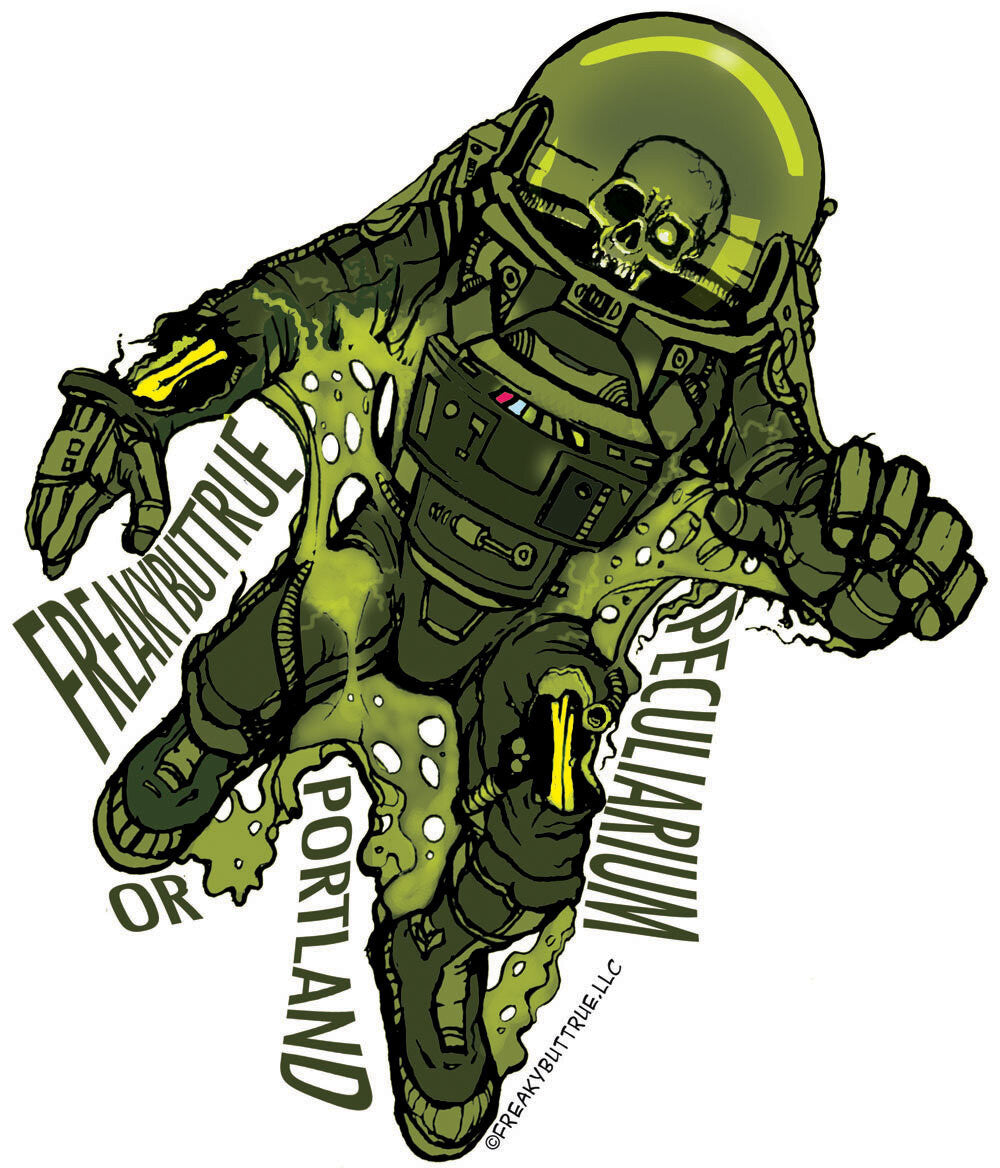 100% cotton tee with Zombie Astronaut design, by Mike Wellins.