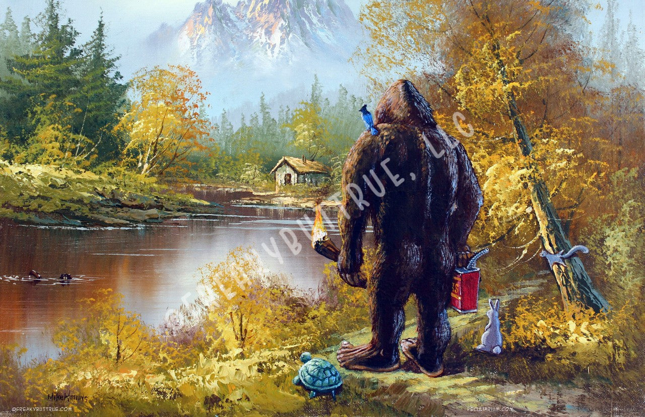 A new, 11" x 17" printed poster from the (NERC) painting by Mike Wellins. NERC stands for Non Elective Retroactive Collaboration. Comes rolled in a sturdy tube.