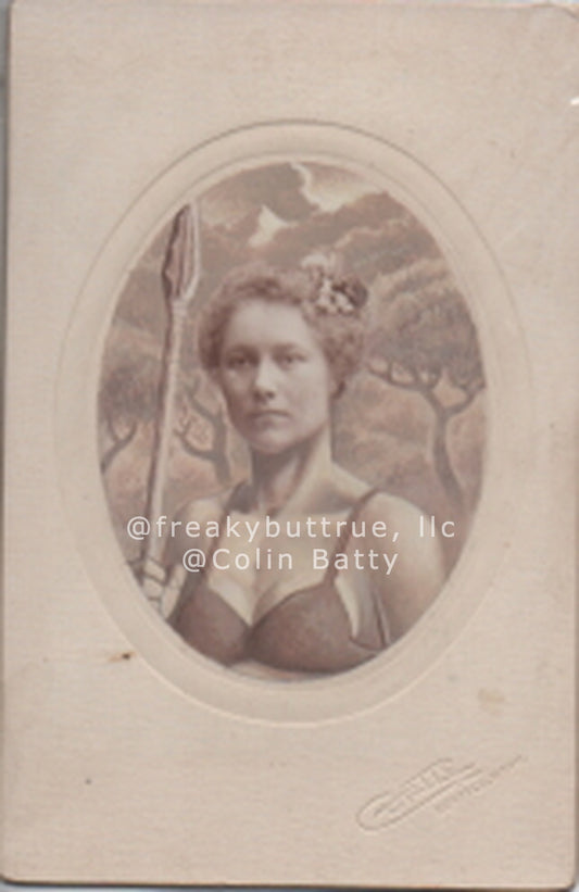 Original Cabinet Card - CC102 Cave Woman with Spear