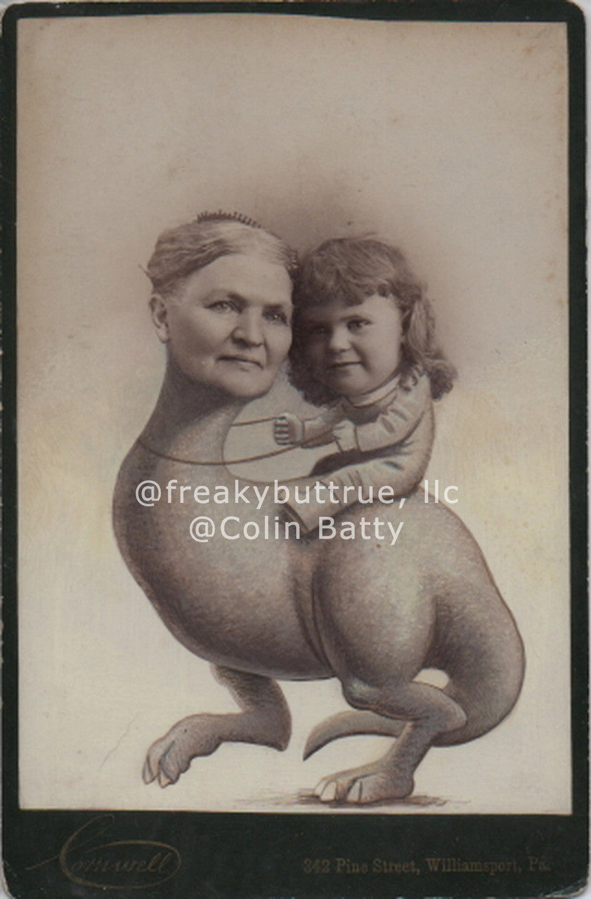 Girl Riding Dino Lady Print by Colin Batty