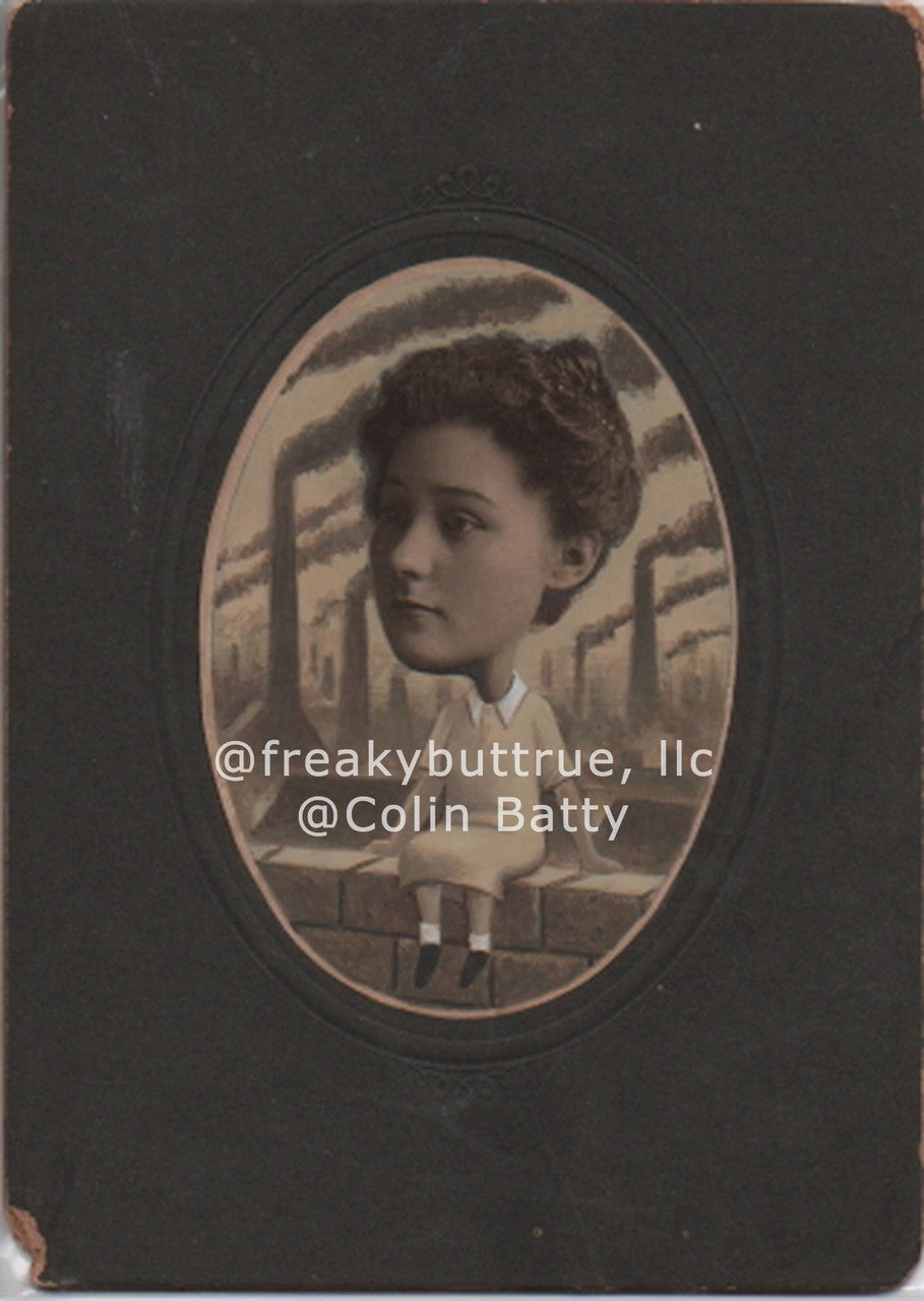 Girl on Roof with Smokestacks Print by Colin Batty