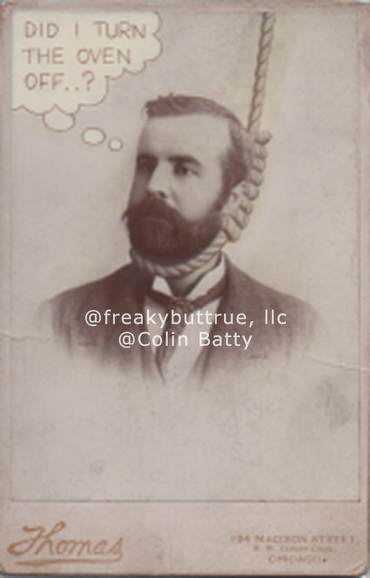 Original Cabinet Card - CC103 Hanged Guy Thinking About Oven