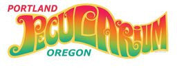 Bumper sticker sized groovy Peculiarium vinyl sticker.