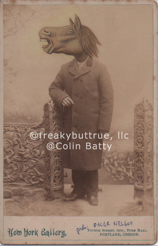 Original Cabinet Card - CC140 Horse Head Man