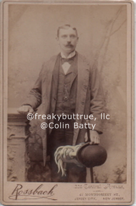 Original Cabinet Card - CC095 Man Holding Bowler Hat Head
