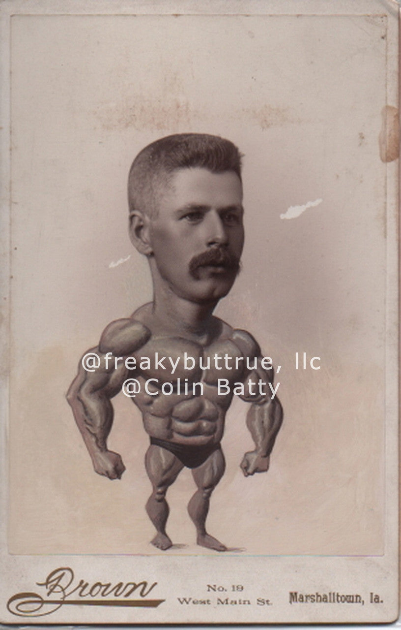 Muscle Man with Big Head Print by Colin Batty