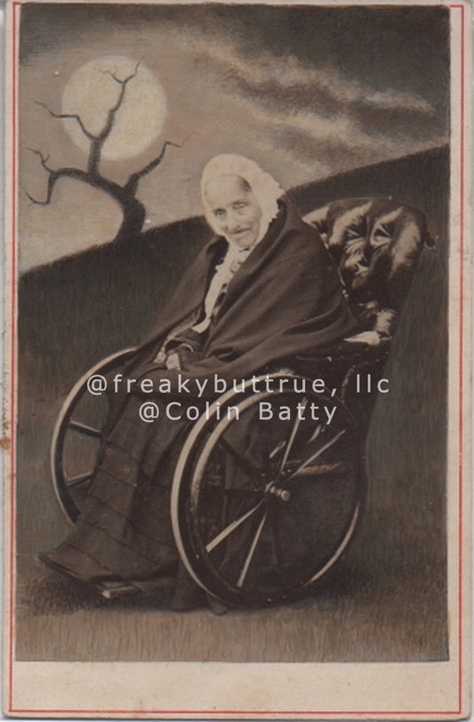 Original Cabinet Card - CC108 Wheelchair Woman on the Moors
