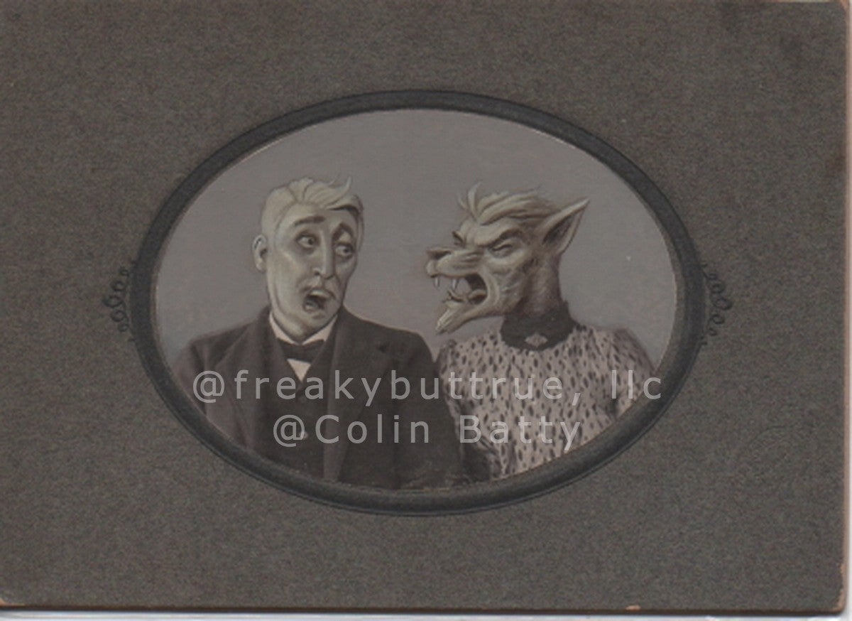 Original Cabinet Card - CC176 Wolf Lady and Scared Husband