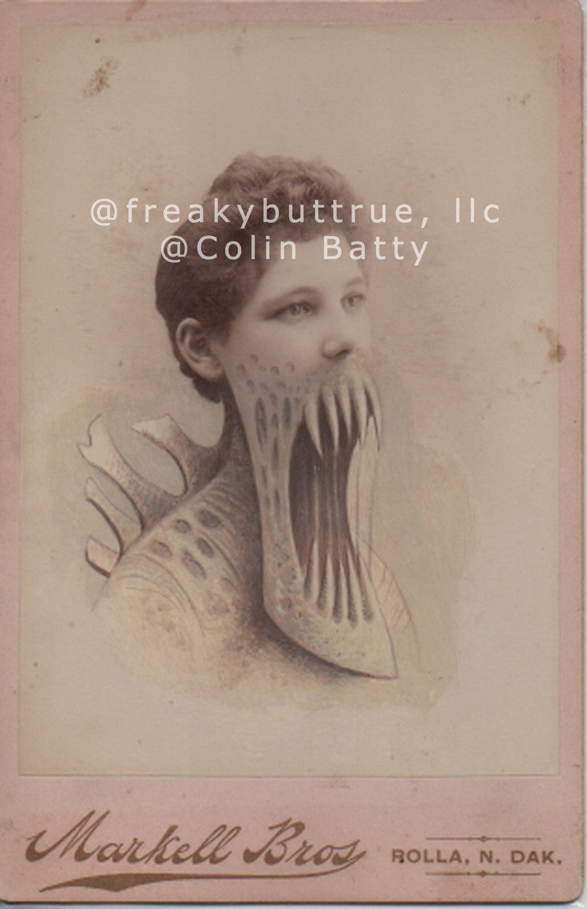 Woman with Back Plates and Dislocated Jaw Print by Colin Batty