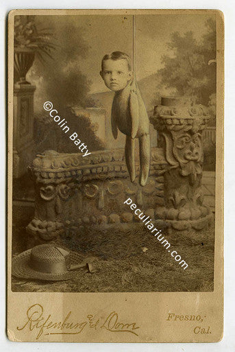 Original Cabinet Card - Doll Kid on String