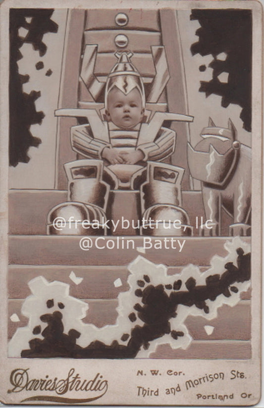 Baby on Sci Fi Throne Print by Colin Batty