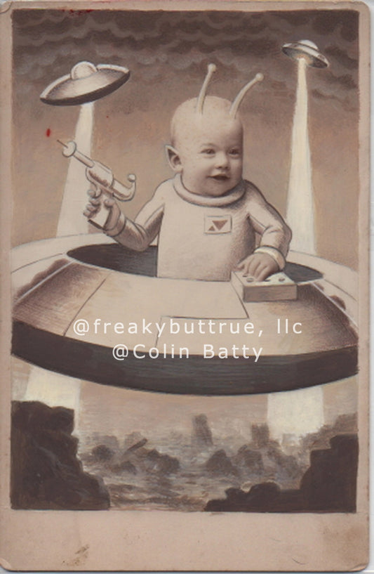 Original Cabinet Card - CC198 Baby in UFO