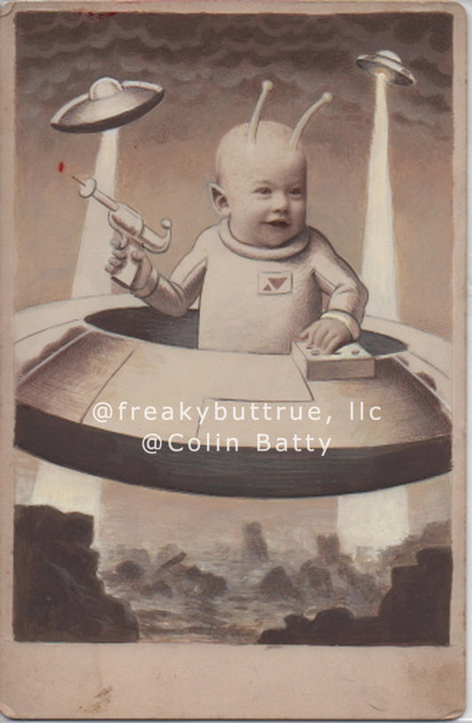 Baby in UFO Print by Colin Batty