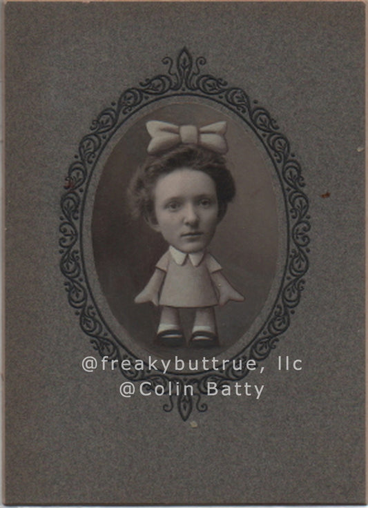 Original Cabinet Card - CC168 Big Headed Girl with Tiny Body