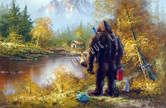 A new, 11" x 17" printed poster from the (NERC) painting by Mike Wellins.  NERC stands for Non Elective Retroactive Collaboration.  Comes rolled in a sturdy tube.