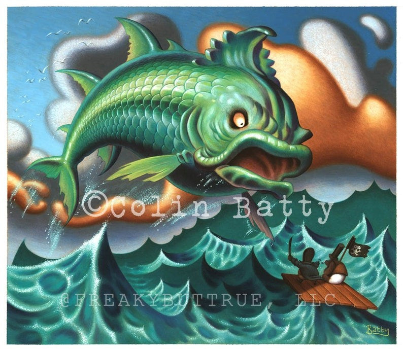 Blackbeard and the Big Fish Print by Colin Batty – Freakybuttrue ...