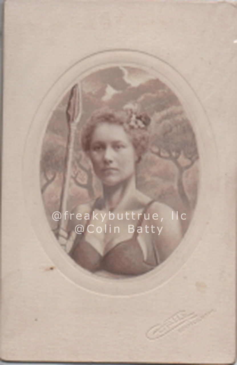 Cave Woman with Spear Print by Colin Batty