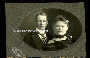 Couple with Fat Headed Lady PRINT from Colin Batty's original Cabinet Card Collection.