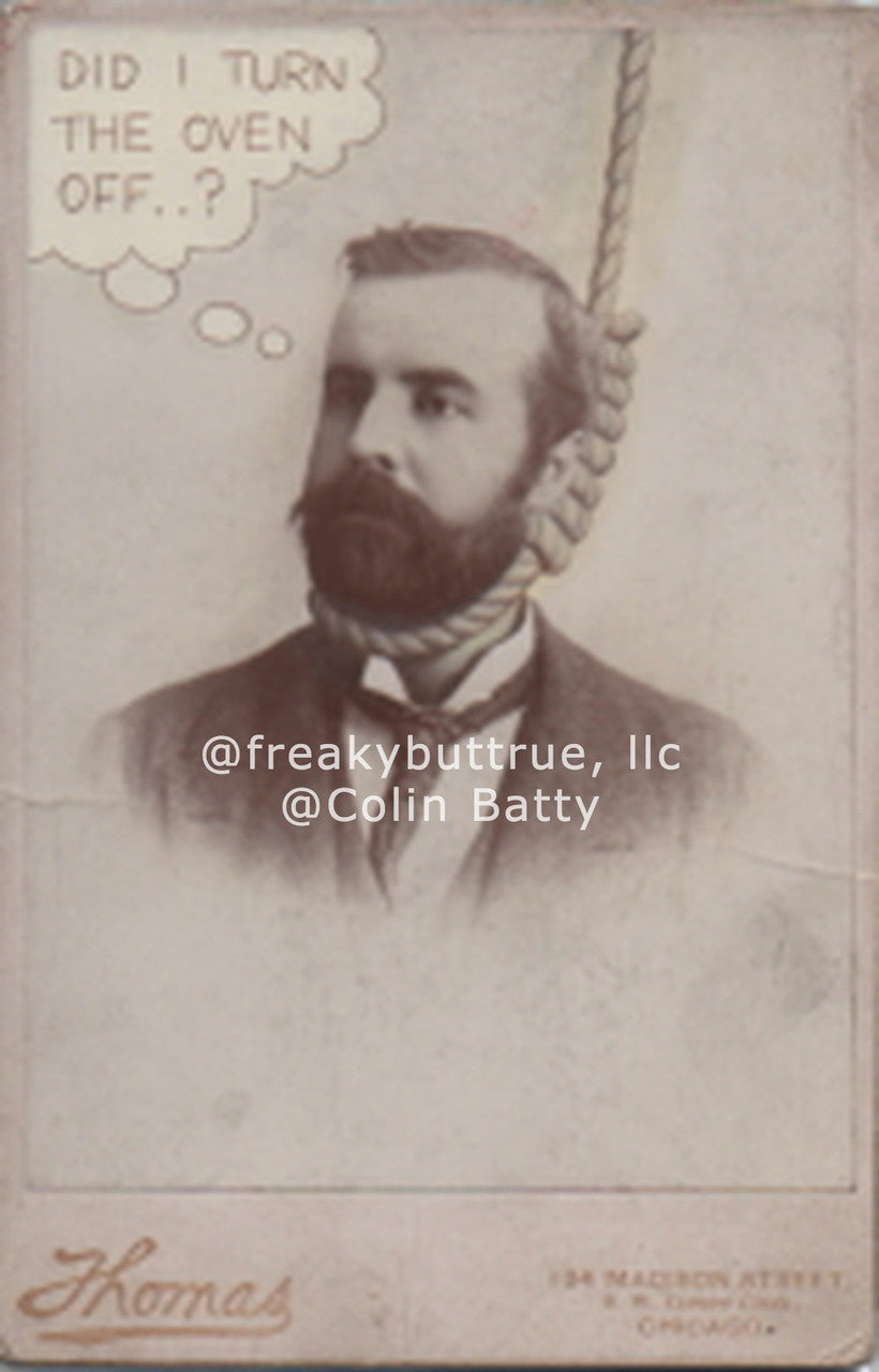 Hanged Man Thinking About Oven Print by Colin Batty