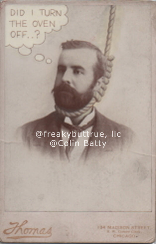 Hanged Man Thinking About Oven Print by Colin Batty