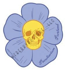 Skull with Blue Flower Sticker