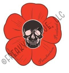 Skull with Red Flower Sticker