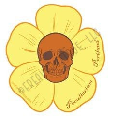 Skull with Yellow Flower Sticker