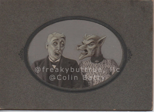 Original Cabinet Card - CC176 Wolf Lady and Scared Husband